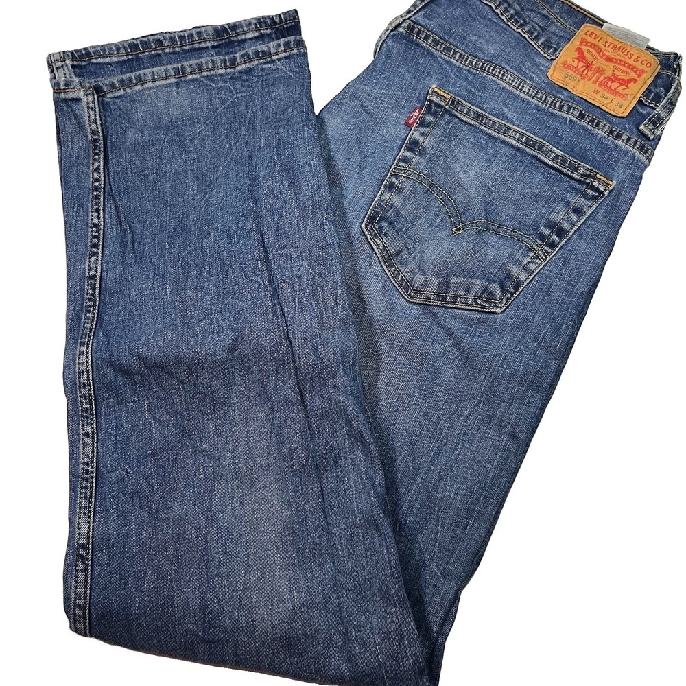 Levis 569 Jeans Mens 34x34 Loose Straight Baggy Medium Wash Denim EUC